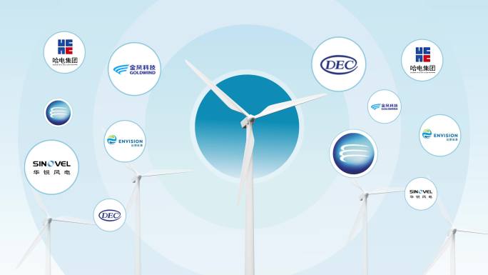 现代简约风力新能源合作企业Logo展示