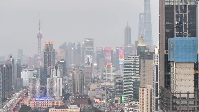 航拍上海高架 城市风光
