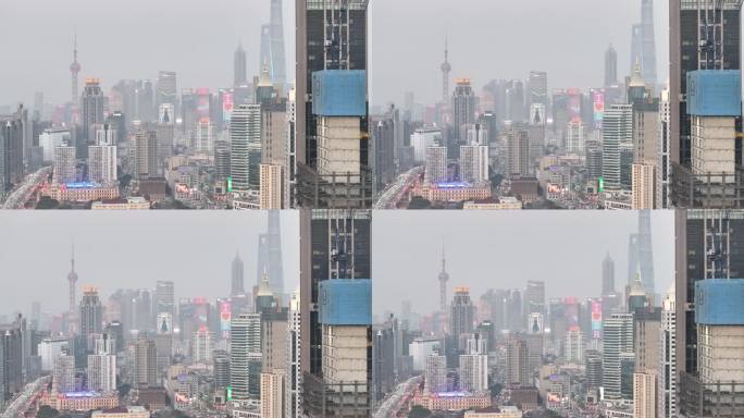 航拍上海高架 城市风光