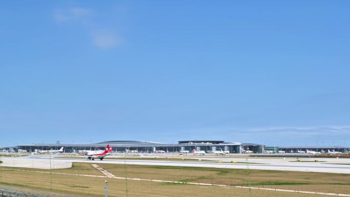 成都天府国际机场 机场空镜 飞机起飞降落