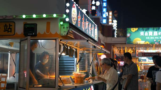 繁华商业街小吃美食街 夜市（4k升格）