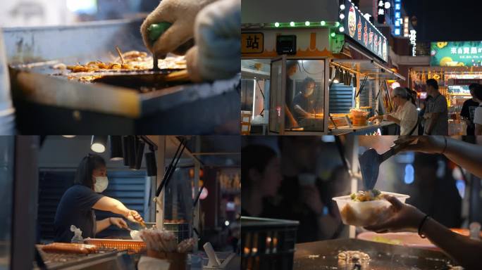 繁华商业街小吃美食街 夜市（4k升格）