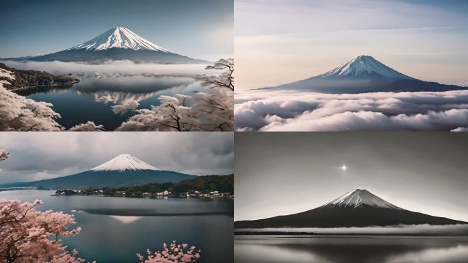 富士山 川口湖 火山 航拍富士山