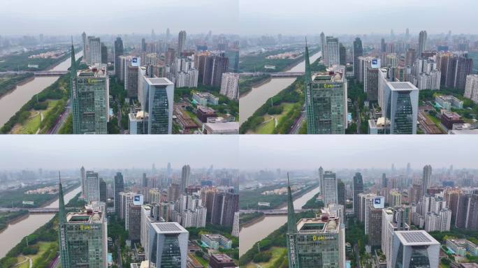 天河区广东广州农村商业银行航拍高楼大厦广