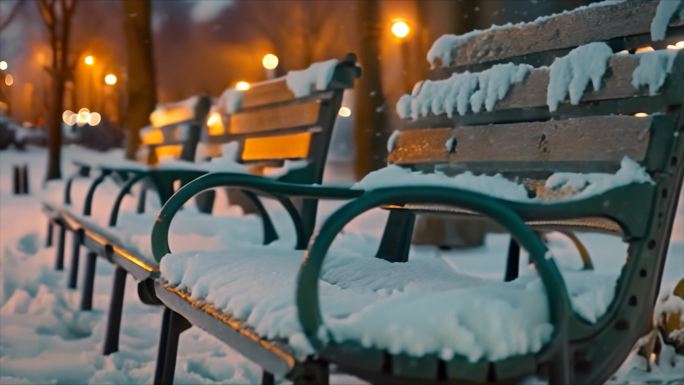 唯美城市雪景下雪天夜晚夜景素材原创