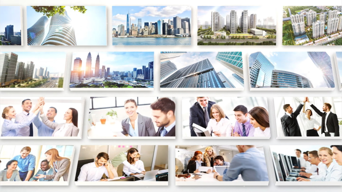 明亮商务立体多图排列展示照片墙AE 04