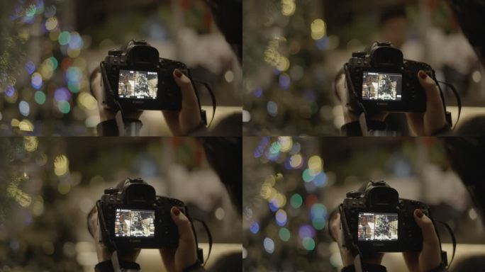 手持相机 拍摄 圣诞树