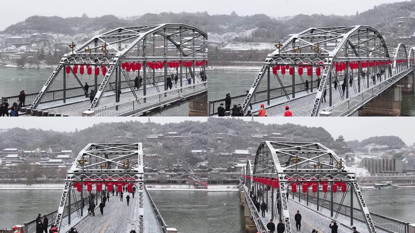 雪浴兰州黄河中山桥