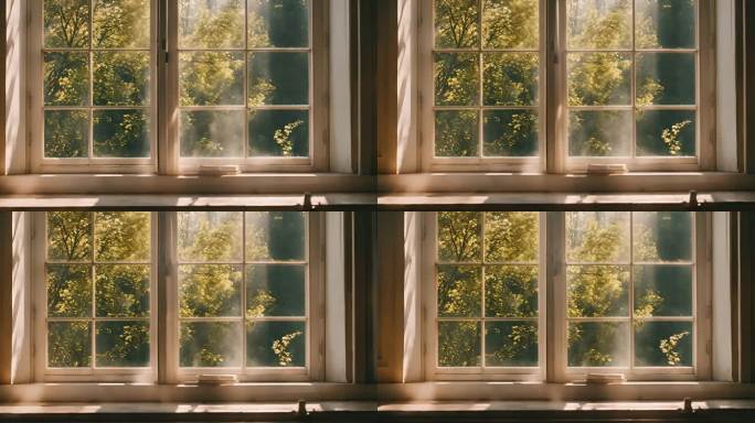 阳光透过窗户 窗户上的玻璃窗