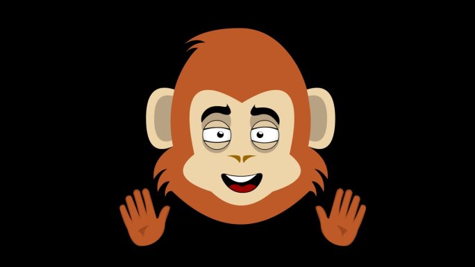 视频动画头猴，黑猩猩或大猩猩卡通问候手