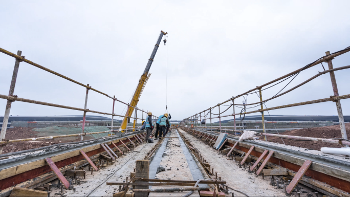 轨道厂房搭建工地延时