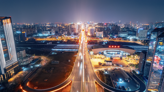 成都地标旅游天府大道天府立交成都南站航拍