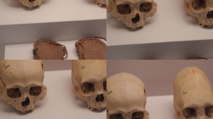秘鲁印加博物馆印加帝国颅骨与编织鞋