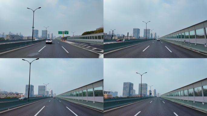 城市马路沿途风景开车第一视角道路公路素材