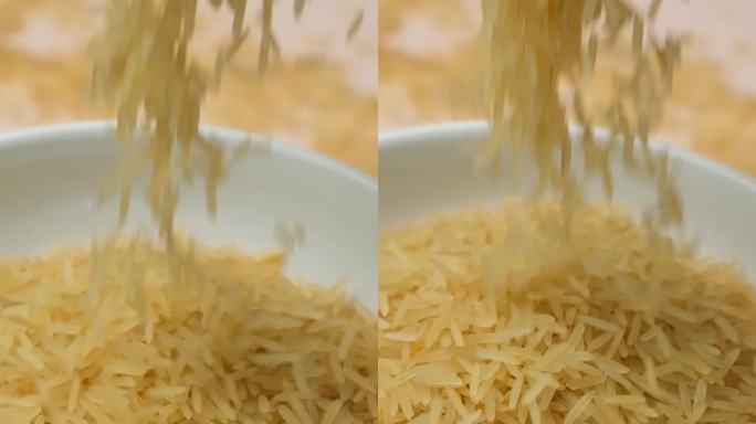 长粒印度香米倒灌宏观垂直慢动作