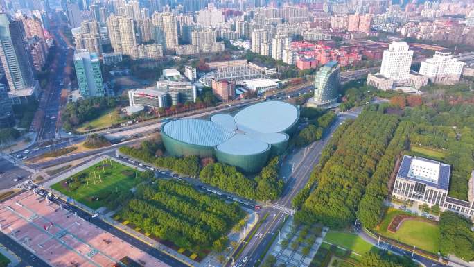 上海东方艺术中心浦东新区航拍城市地标建筑
