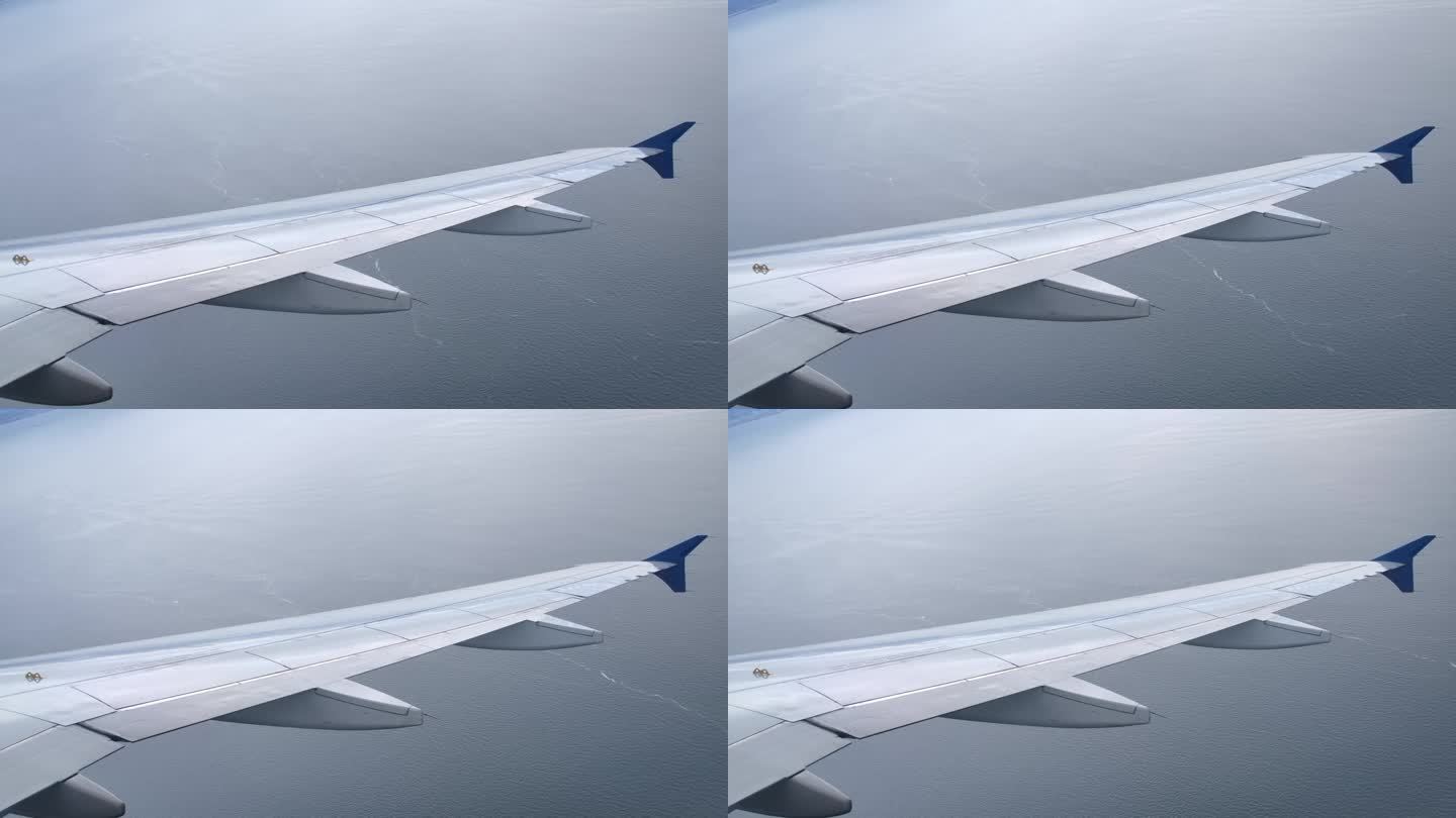 空中客车A320飞机飞行中的机翼，乘客窗口视图