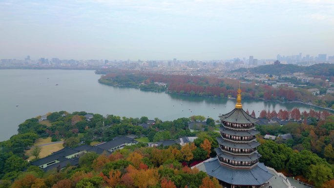 杭州西湖景区风景航拍