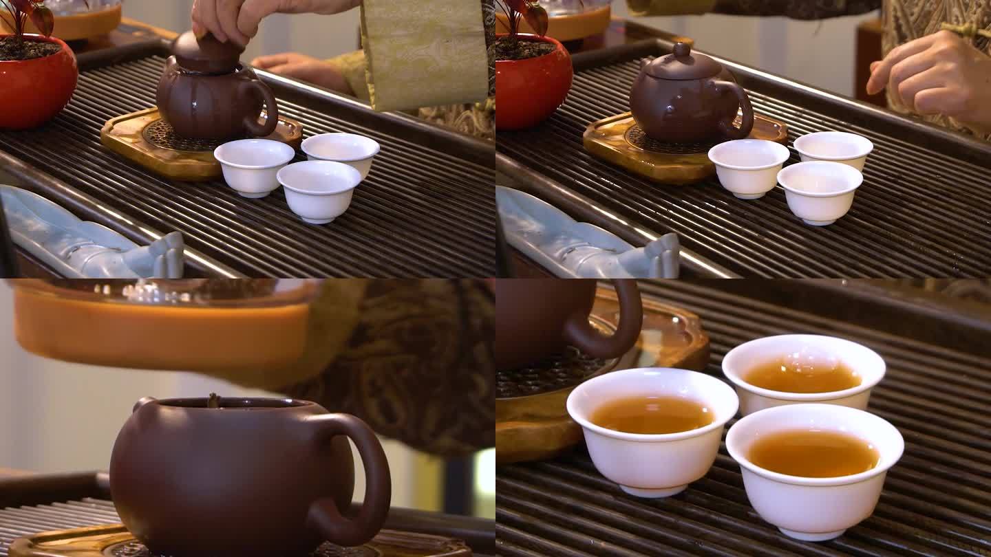 盖碗泡茶乌龙茶注水倒茶空镜5