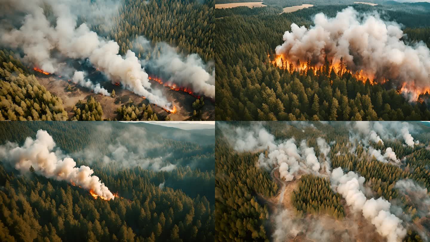 山火森林失火航拍