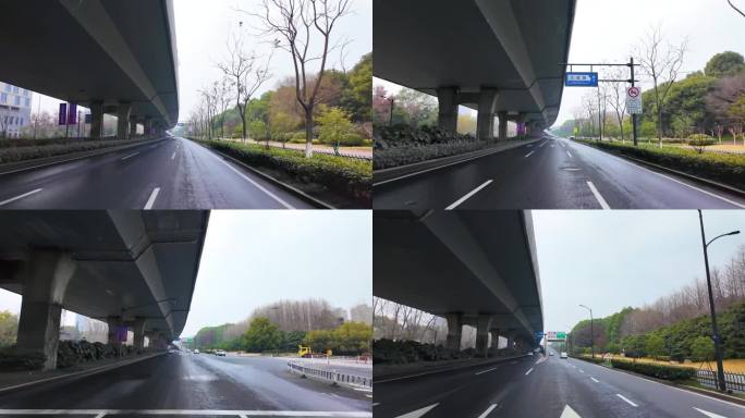 城市马路沿途风景开车第一视角道路公路素材