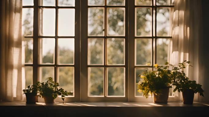 阳光透过窗户干净整洁光线