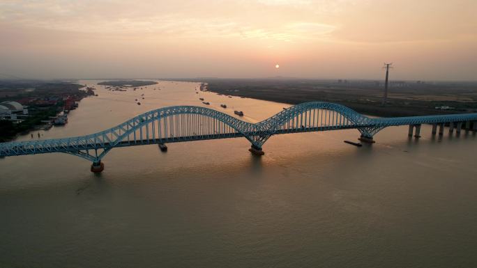 南京城市夕阳晚霞长江大桥大胜关日落风景