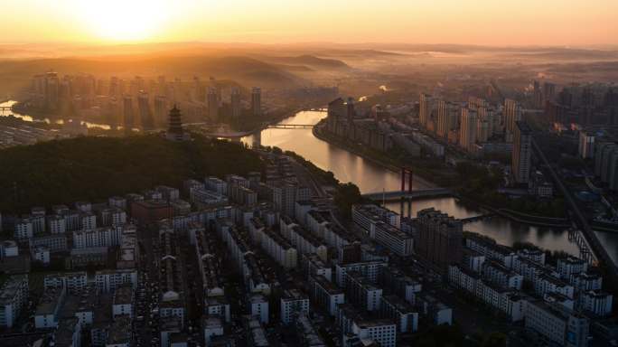 吉林辽源城市航拍