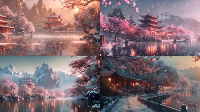 宽屏中国古代夜晚大唐盛世唯美意境中秋赏月