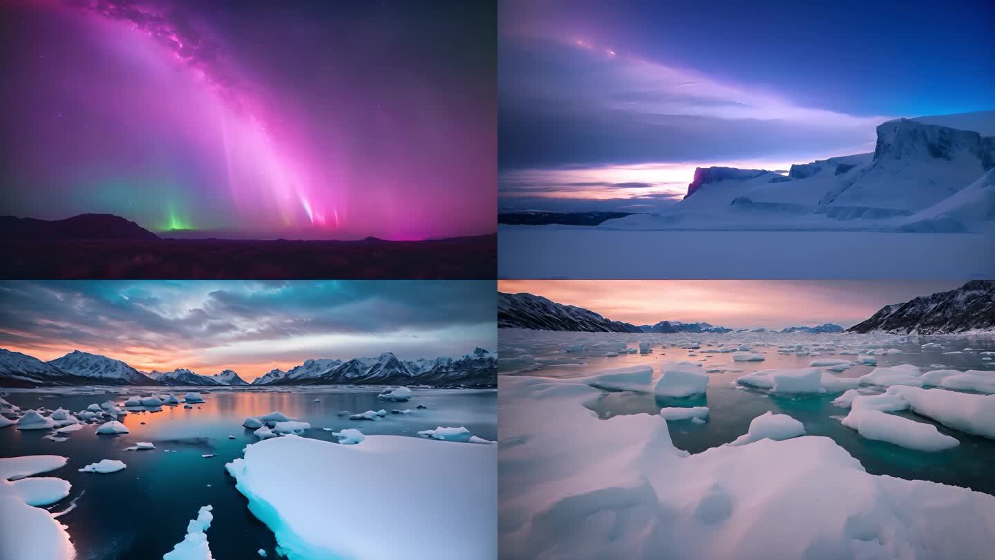 4K北极光冰岛冰川绚烂梦幻