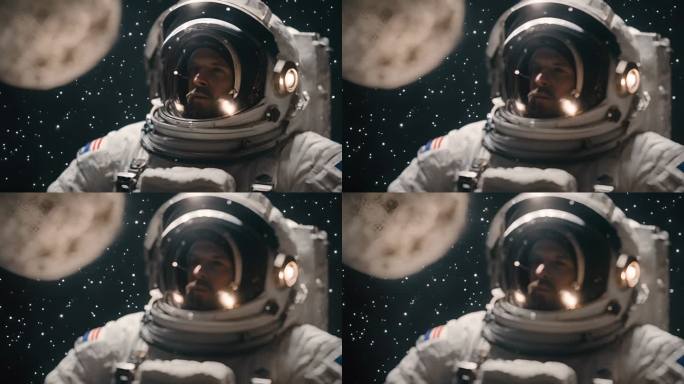 宇航员头盔上的月球反射