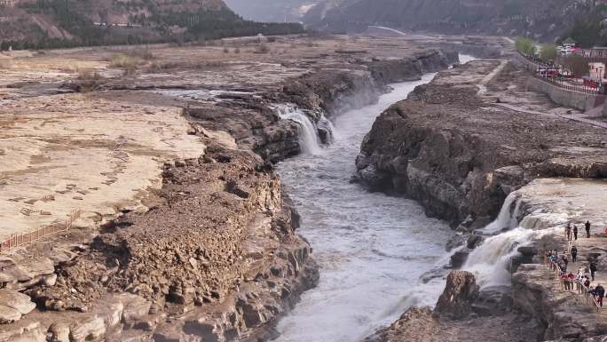 陕西延安黄河壶口瀑布晋陕大峡谷大禹庙航拍