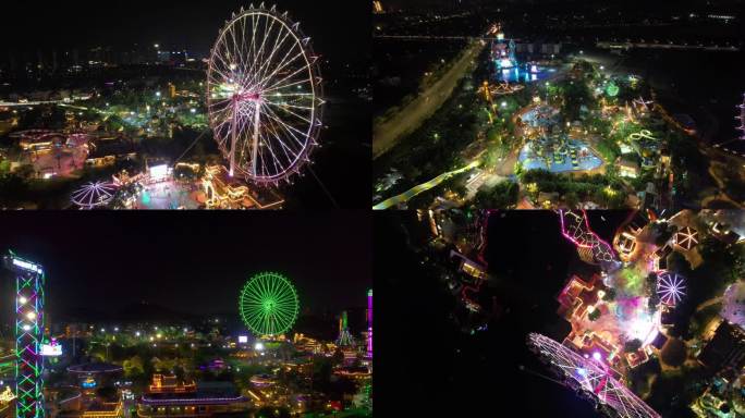 实拍4K 佛山顺德华侨城 欢乐海岸夜景