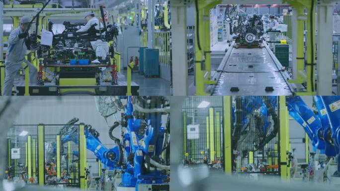汽车工厂自动化机械臂生产线