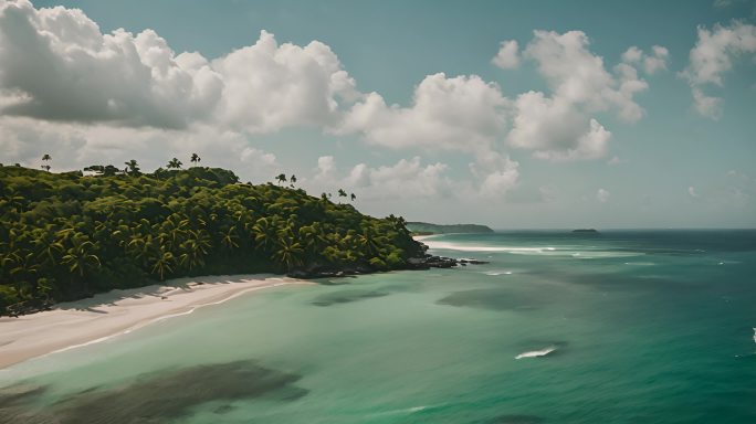 波多黎各海岸和海洋的美丽鸟瞰图