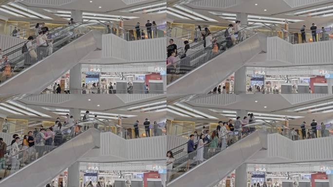 4K实拍广州天河路正佳广场市民乘坐手扶梯