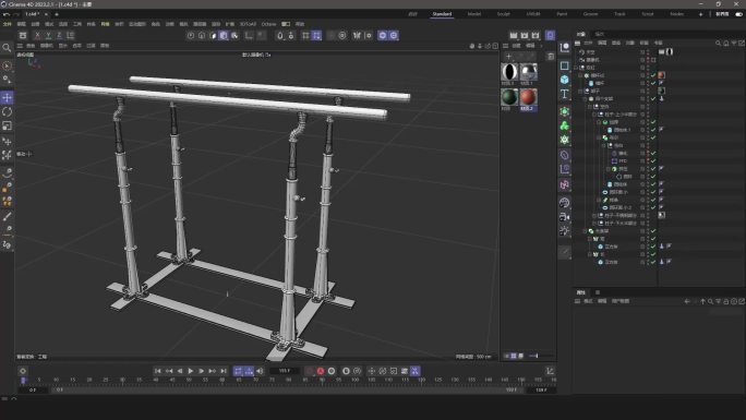 双杠三维模型C4D工程