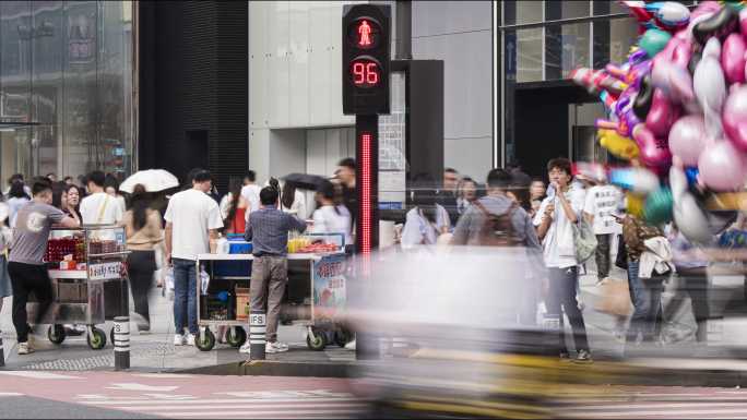 8K长沙人流延时繁华城市人流热闹街区延时