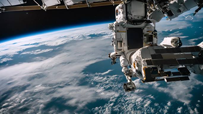 宇航员通过国际空间站的窗户