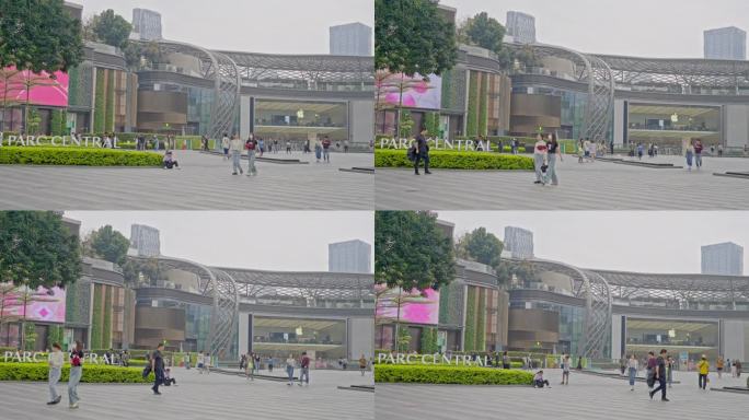 4K实拍，广州天河路中环广场逛街的市民。