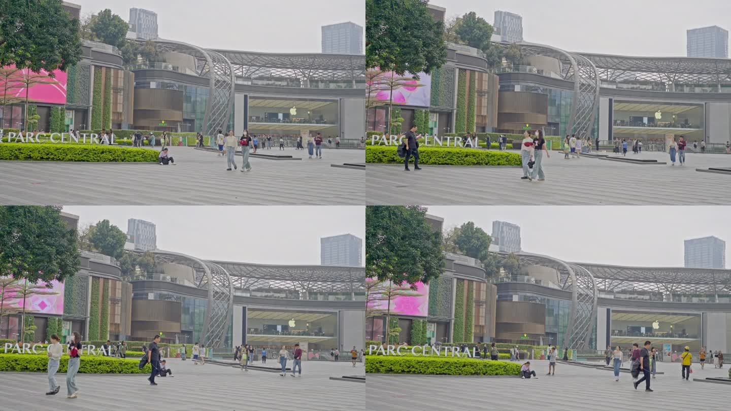 4K实拍，广州天河路中环广场逛街的市民。
