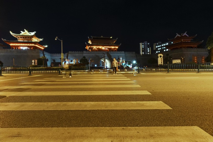 镇宁下北街夜景延时摄影素材