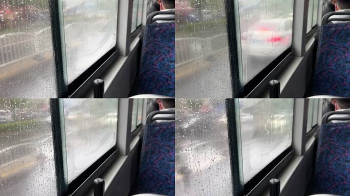 4K原创 雨天乘坐公交车