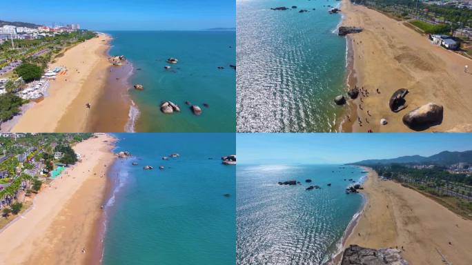 东海大海海边海水海浪沙滩海滩航拍风景唯美