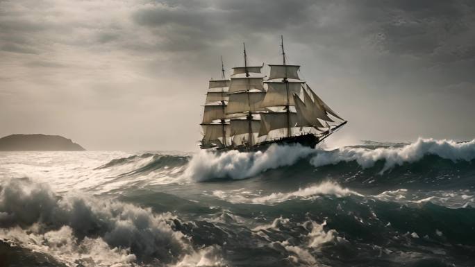帆船在海上乘风破浪
