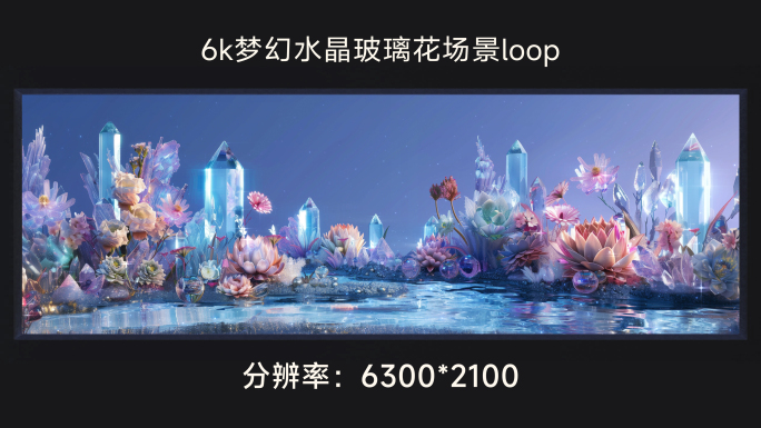 6k梦幻水晶玻璃花场景loop