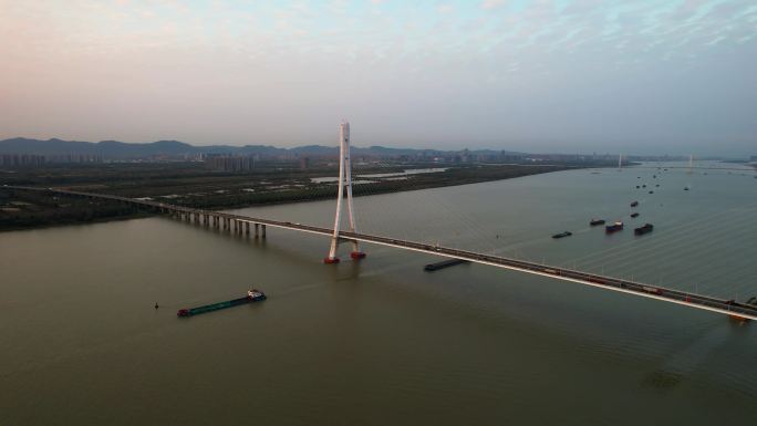 南京城市夕阳晚霞长江大桥大胜关日落风景