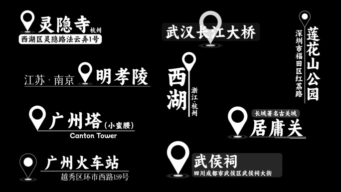 【无插件】多款城市地理坐标文字字幕标题