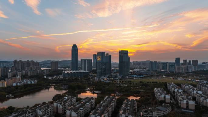 【4K 60】惠州市中心晚霞夜景延时