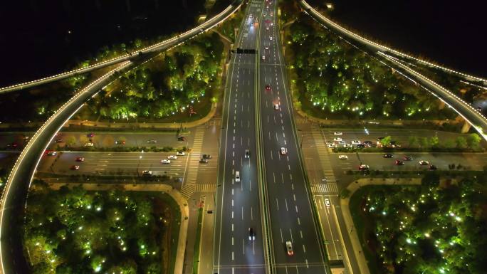 杭州萧山区市心北路立交桥高架桥夜景